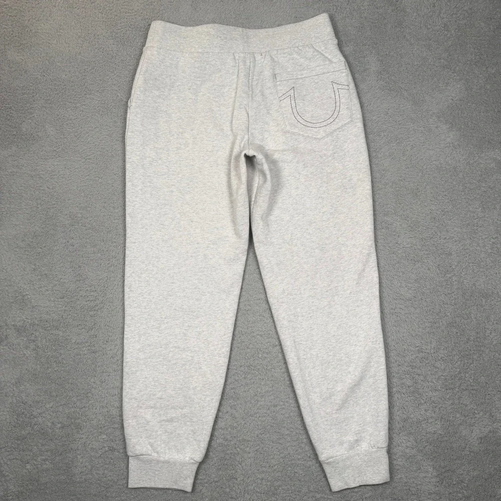 True‎ Religion Mens Heather Gray Horseshoe Logo Jogger Sweatpants Small S Gray